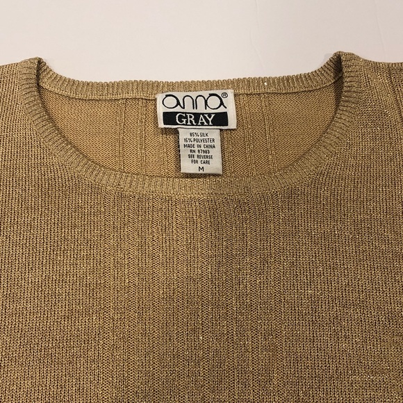 Vintage 90’s Anna Gray Silk Blend Metallic Shimmer Top - Excellent Condition - Picture 4 of 13